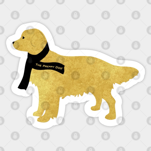 Preppy Golden Retriever - Black Winter Scarf Sticker by emrdesigns